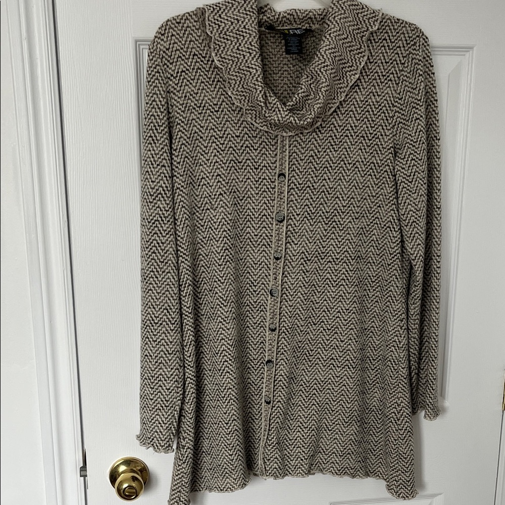 Pur Chevron Cardigan - Cream and gray